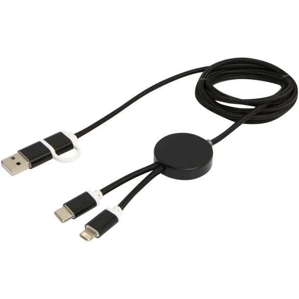 Alasia 5-in-1 recycled aluminium and plastic 150 cm data sync and 27W fast charge cable Solid black