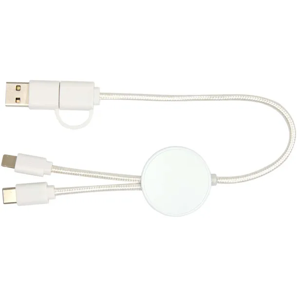 Citala 5-in-1 recycled plastic 30 cm data sync and 27W fast charge cable White