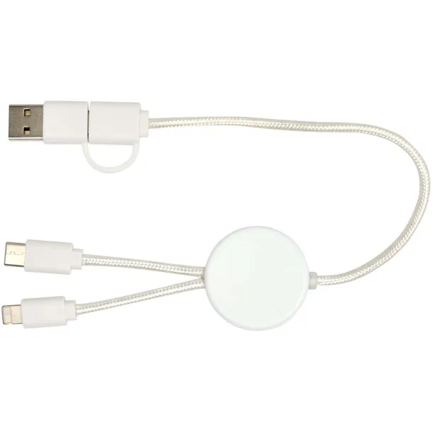 Citala 5-in-1 recycled plastic 30 cm data sync and 27W fast charge cable White