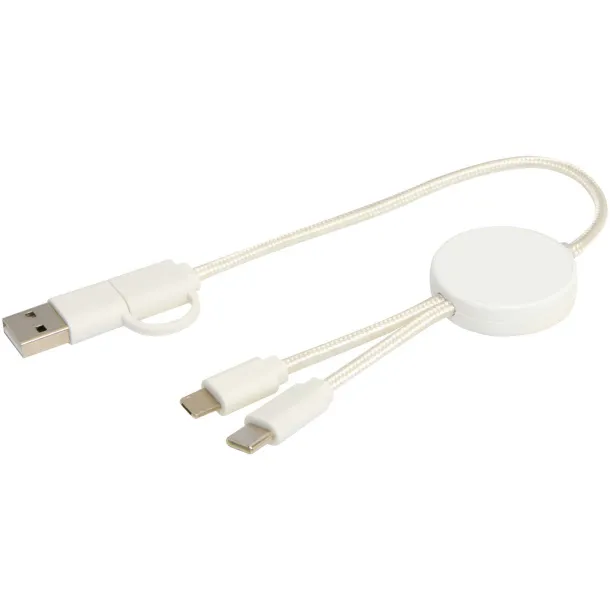 Citala 5-in-1 recycled plastic 30 cm data sync and 27W fast charge cable White