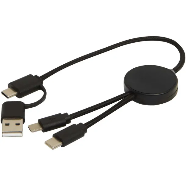 Citala 5-in-1 recycled plastic 30 cm data sync and 27W fast charge cable Solid black