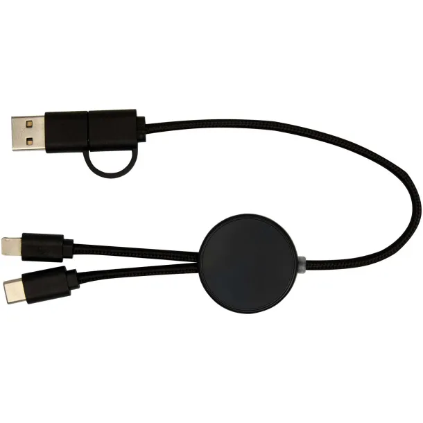 Citala 5-in-1 recycled plastic 30 cm data sync and 27W fast charge cable Solid black