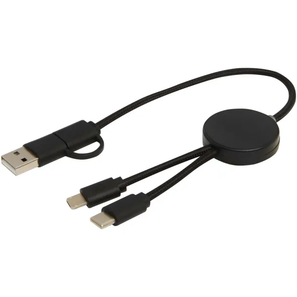 Citala 5-in-1 recycled plastic 30 cm data sync and 27W fast charge cable Solid black
