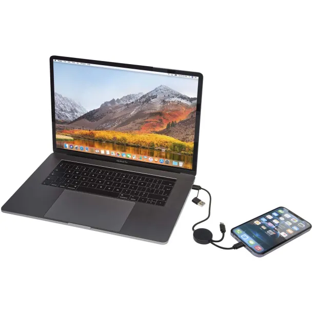 Citala 5-in-1 recycled plastic 30 cm data sync and 27W fast charge cable Solid black