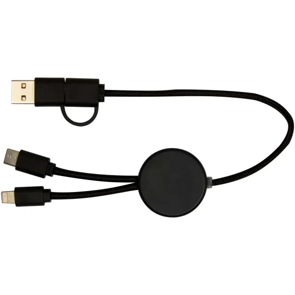 Citala 5-in-1 recycled plastic 30 cm data sync and 27W fast charge cable Solid black