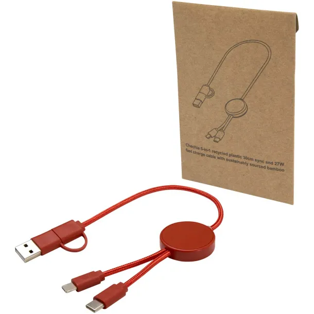 Citala 5-in-1 recycled plastic 30 cm data sync and 27W fast charge cable Brick