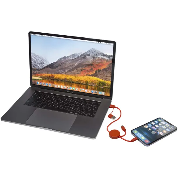 Citala 5-in-1 recycled plastic 30 cm data sync and 27W fast charge cable Brick