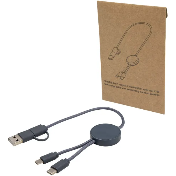 Citala 5-in-1 recycled plastic 30 cm data sync and 27W fast charge cable Hale Blue