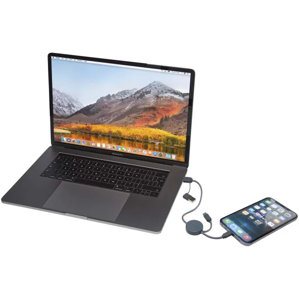 Citala 5-in-1 recycled plastic 30 cm data sync and 27W fast charge cable Hale Blue