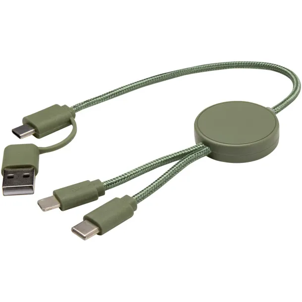 Citala 5-in-1 recycled plastic 30 cm data sync and 27W fast charge cable Heather green