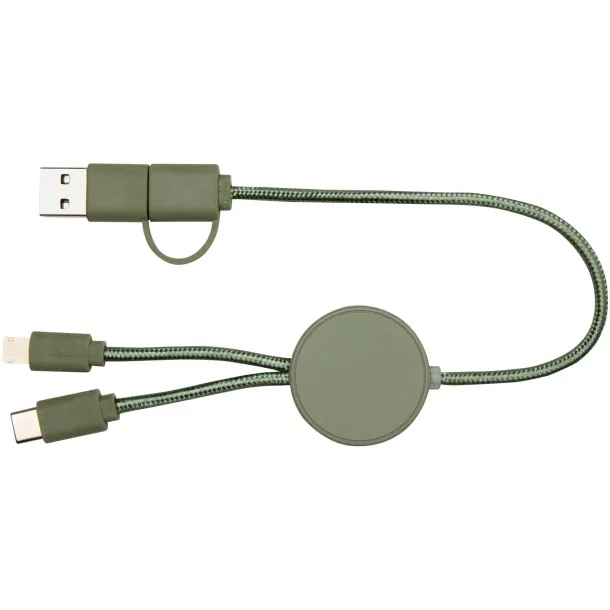 Citala 5-in-1 recycled plastic 30 cm data sync and 27W fast charge cable Heather green