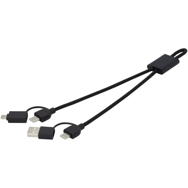 Connect 6-in-1 RCS recycled aluminium 45W quick charge & data transfer cable - Tekiō® Solid black