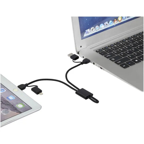 Connect 6-in-1 RCS recycled aluminium 45W quick charge & data transfer cable - Tekiō® Solid black
