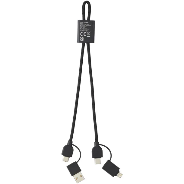 Connect 6-in-1 RCS recycled aluminium 45W quick charge & data transfer cable - Tekiō® Solid black