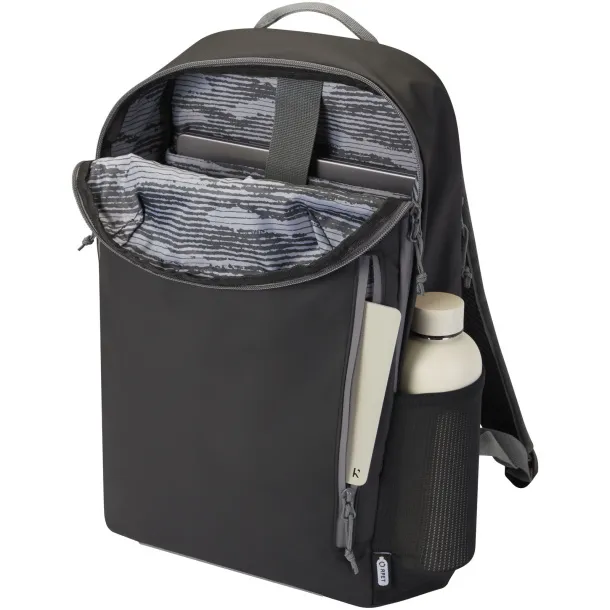 Aqua 15" GRS recycled water resistant laptop backpack 21L Solid black