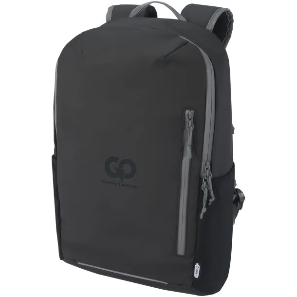 Aqua 15" GRS recycled water resistant laptop backpack 21L Solid black