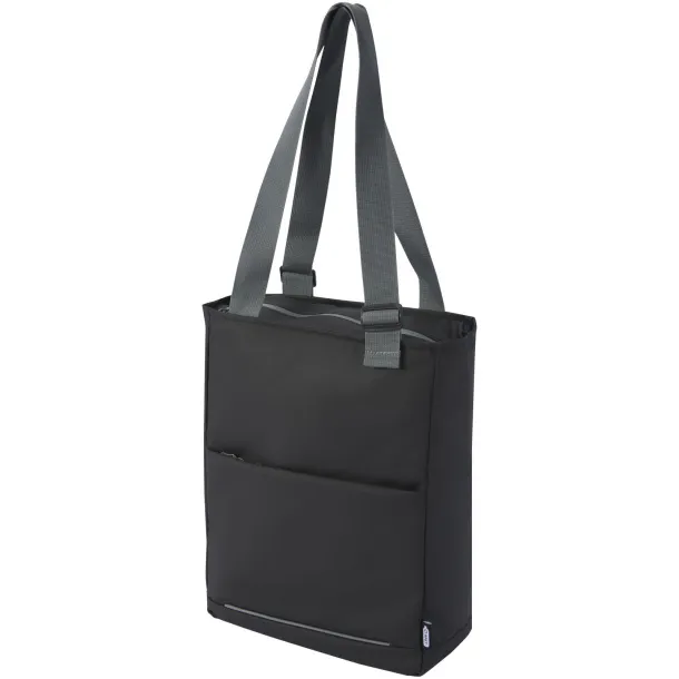 Aqua 14" GRS recycled water resistant laptop tote bag 14L Solid black