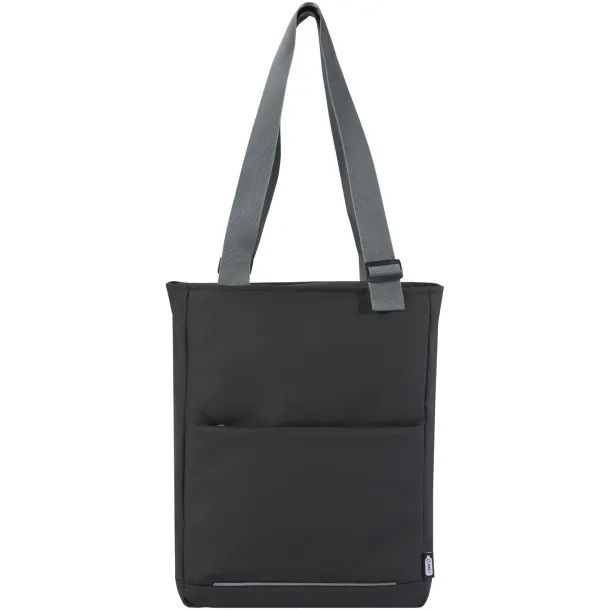 Aqua 14" GRS recycled water resistant laptop tote bag 14L Solid black
