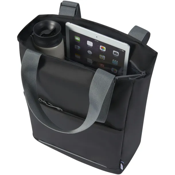 Aqua 14" GRS recycled water resistant laptop tote bag 14L Solid black