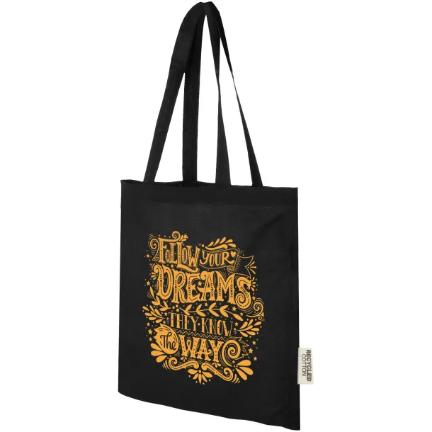 Madras 140 g/m2 GRS recycled cotton tote bag 7L Solid black