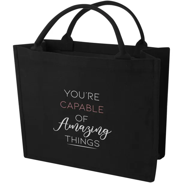 Page 500 g/m² Aware™ recycled book tote bag Solid black