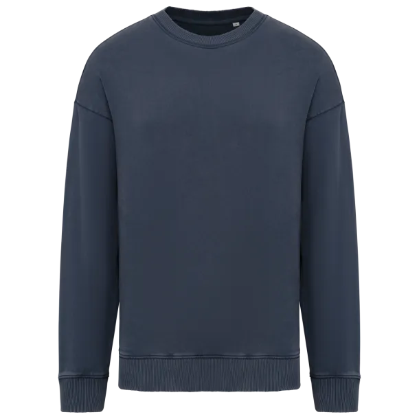  UNISEX WASHED EFFECT OVERSIZE ROUND NECK SWEATSHIRT - Native Spirit Washed Navy Blue
