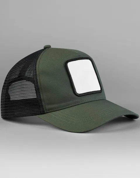  trucker kapa šilterica s pet panela i ukrasnim zakrpama - Beechfield Olive Green Crna