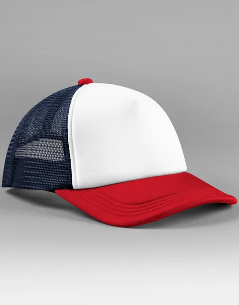  Retro 5 Panel Trucker - Beechfield Navy Crvena