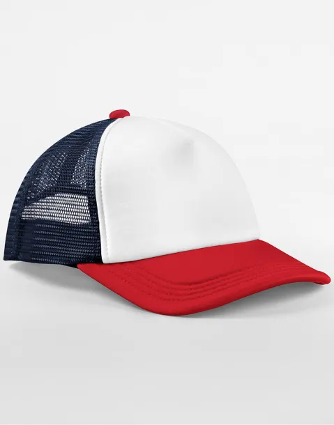  retro trucker kapa šilterica s 5 panela - Beechfield Mornarsko plava Crvena
