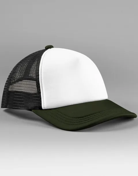  retro trucker kapa šilterica s 5 panela - Beechfield Crna Dark Olive