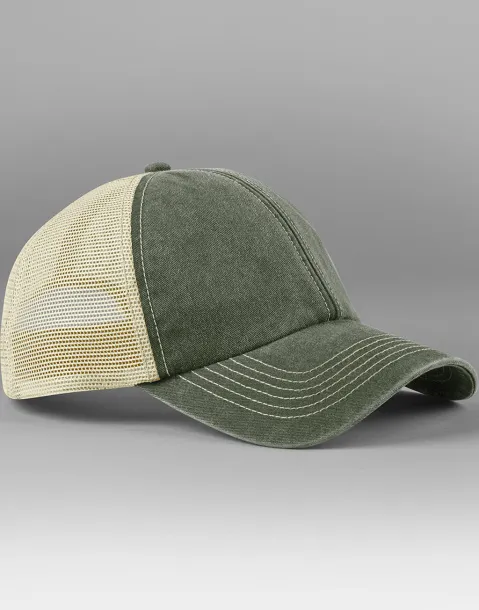  vintage trucker kapa šilterica s šest panela - Beechfield Vintage Olive Stone