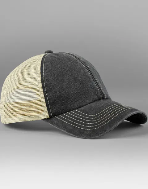 vintage trucker kapa šilterica s šest panela - Beechfield Vintage Black Stone