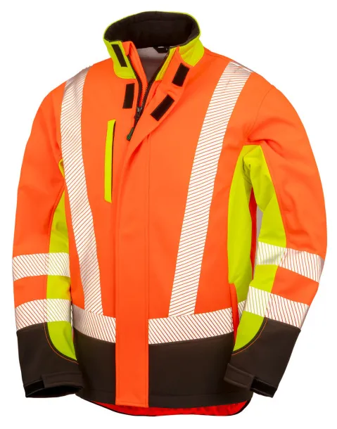  Recycled 3-Layer Printable 3-Tone Safety Softshell - Result Recycled Fluo Yellow Fluo Orange