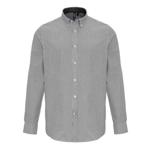  MEN’S COTTON RICH OXFORD STRIPES SHIRT - Premier White Grey