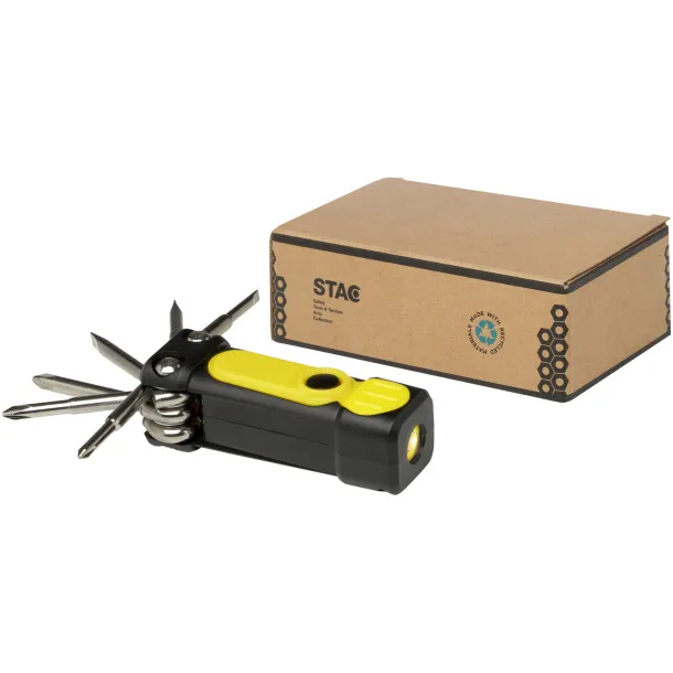 Octo 8-in-1 RCS recycled plastic screwdriver set with torch - STAC Yellow