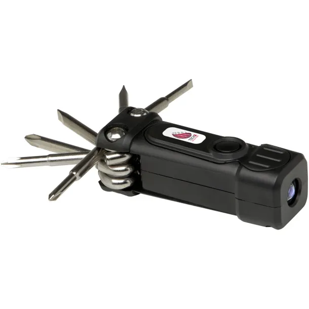 Octo 8-in-1 RCS recycled plastic screwdriver set with torch - STAC Solid black