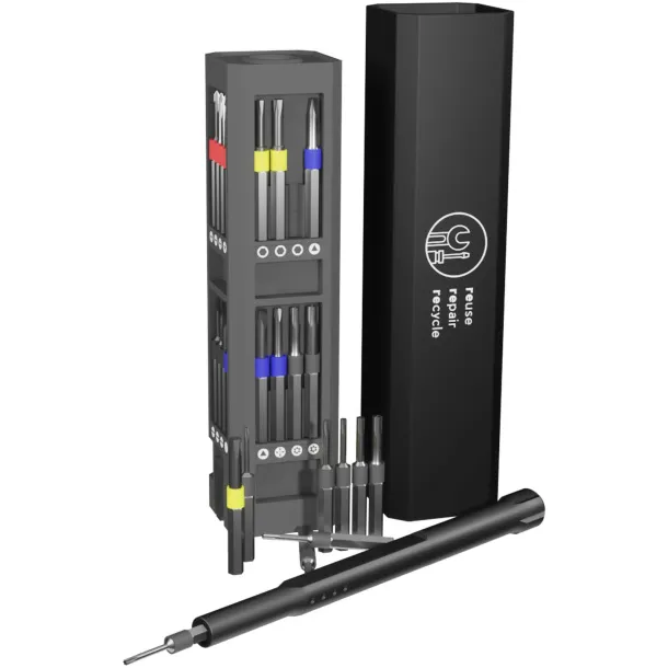 SCX.design T20 30-piece screwdriver and repair set in aluminium case - SCX.design Crna