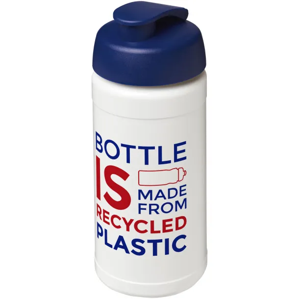 Baseline 500 ml recycled sport bottle with flip lid White Blue