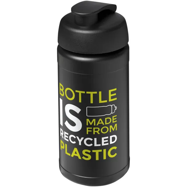 Baseline 500 ml recycled sport bottle with flip lid Solid black Solid black