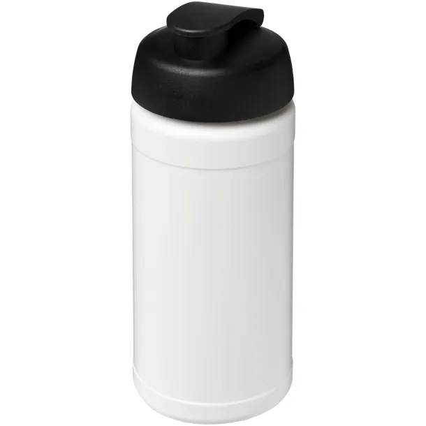 Baseline 500 ml recycled sport bottle with flip lid White Solid black