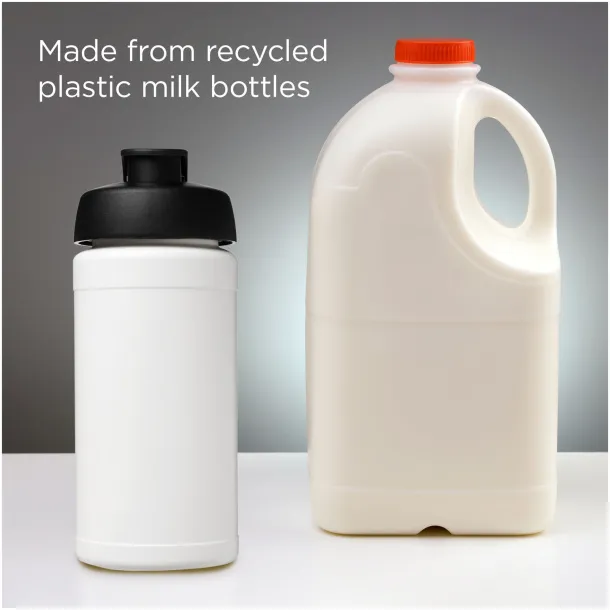 Baseline 500 ml recycled sport bottle with flip lid White Solid black