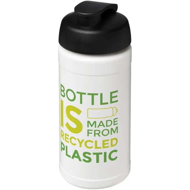 Baseline 500 ml recycled sport bottle with flip lid White Solid black