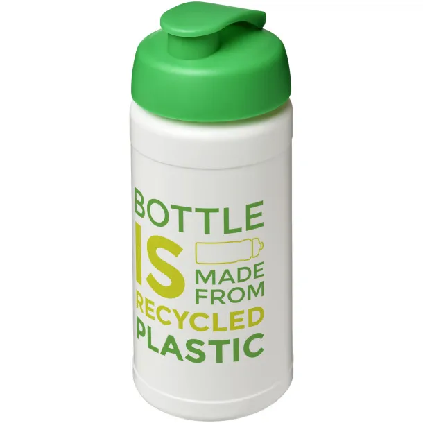 Baseline 500 ml recycled sport bottle with flip lid White Green