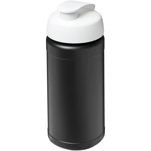 Baseline 500 ml recycled sport bottle with flip lid Solid black White