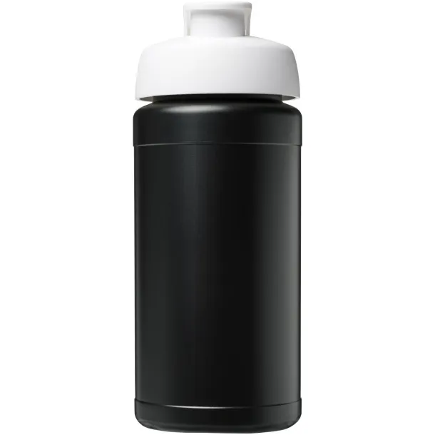 Baseline 500 ml recycled sport bottle with flip lid Solid black White