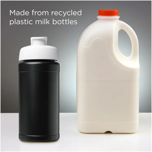 Baseline 500 ml recycled sport bottle with flip lid Solid black White