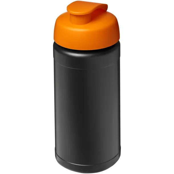 Baseline 500 ml recycled sport bottle with flip lid Crna Orange