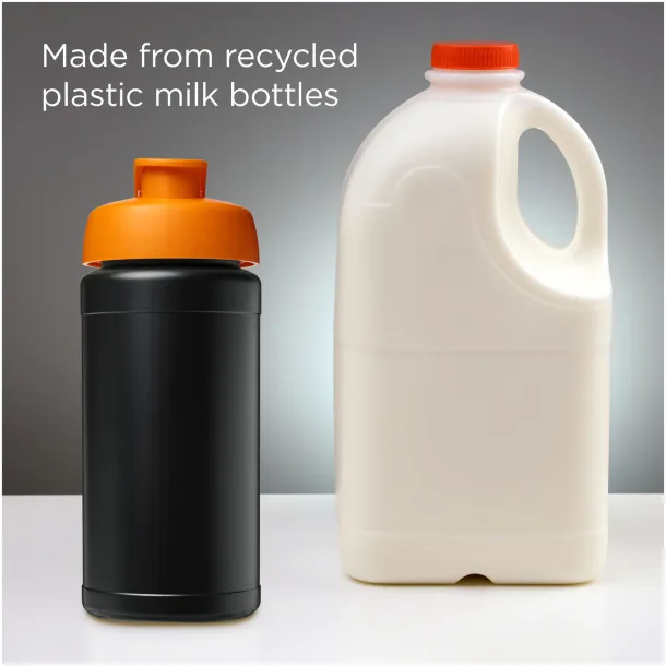 Baseline 500 ml recycled sport bottle with flip lid Solid black Orange