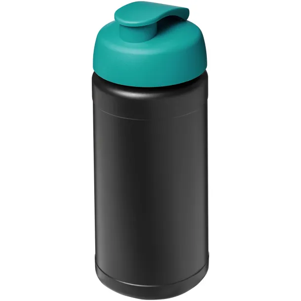 Baseline 500 ml recycled sport bottle with flip lid Solid black Aqua