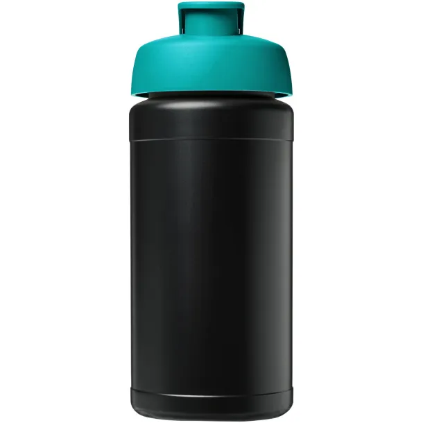 Baseline 500 ml recycled sport bottle with flip lid Solid black Aqua